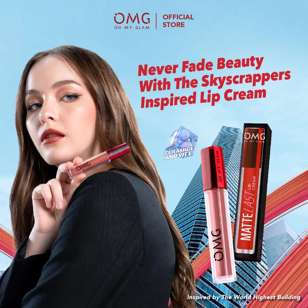 OMG OH MY GLAM Mattelast Lip Cream 2.9 g - Lip Cream Matte Dengan Warna Intense, Tahan Lama & Ringan
