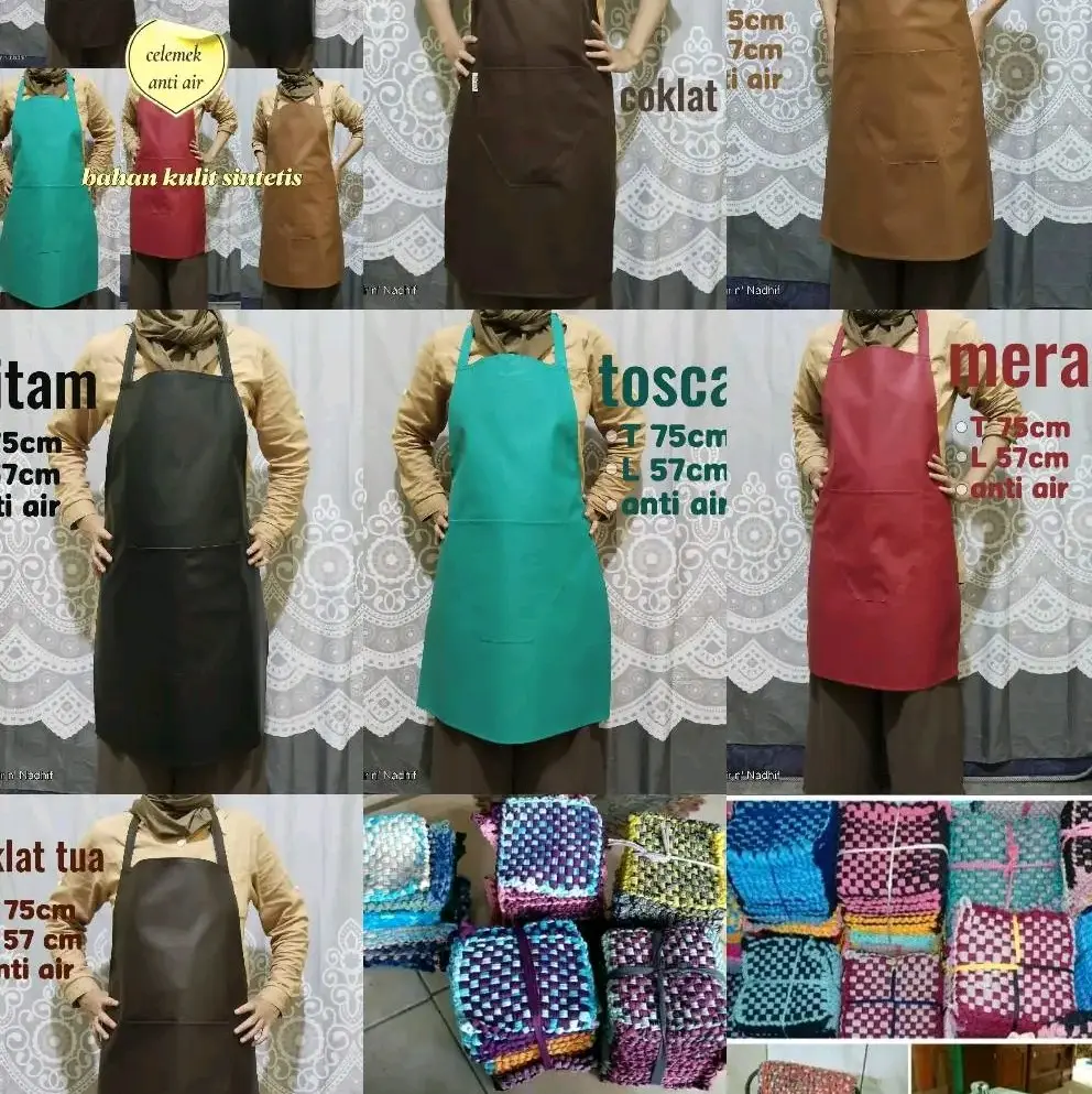 Paket Hemat Celemek apron sintetis Anti Air Polos + 2 pasang (4pcs) Cempal Anti Panas