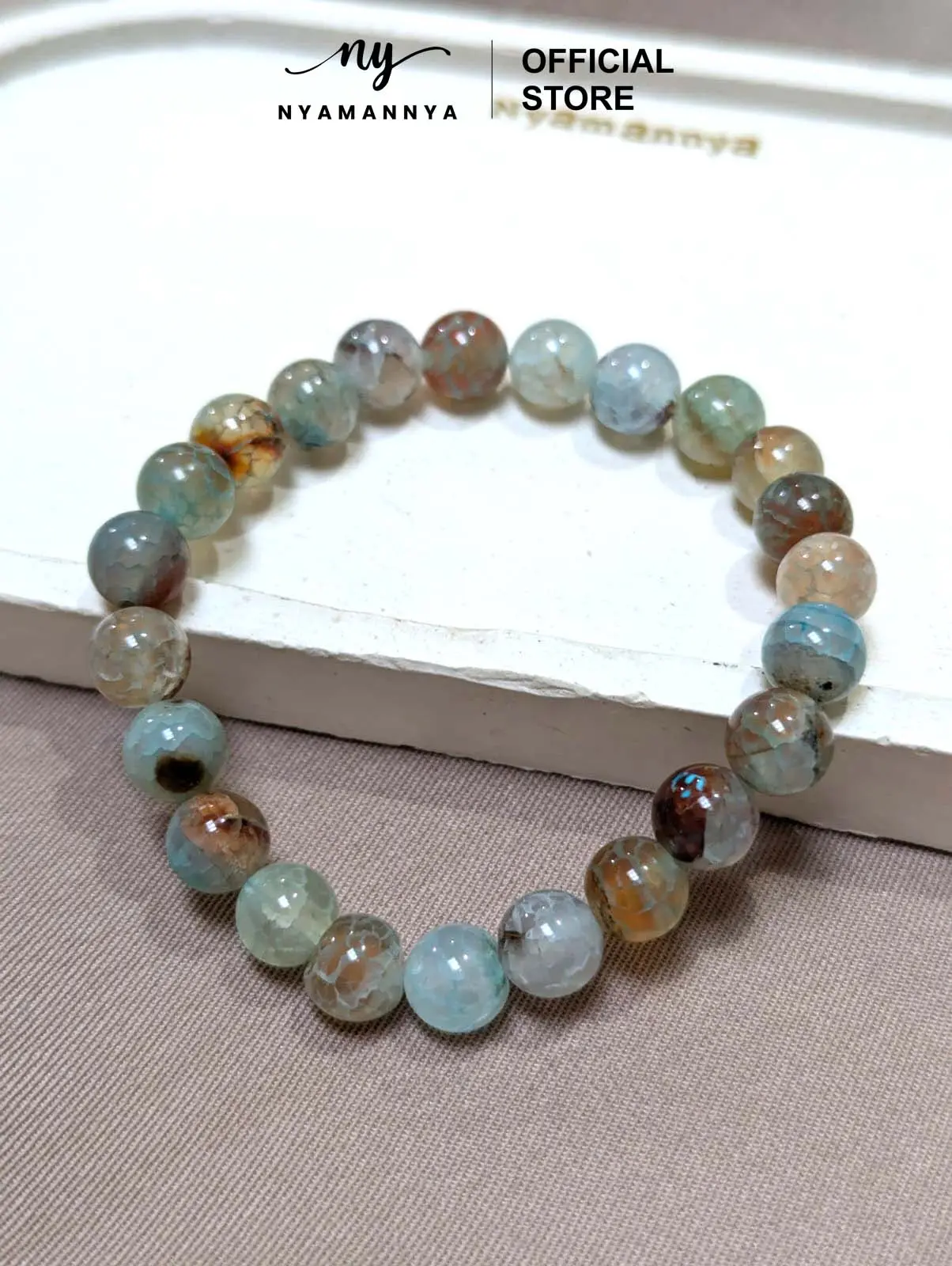 Nyamannya - Gelang Batu Blue Fire Dragon Vein Agate