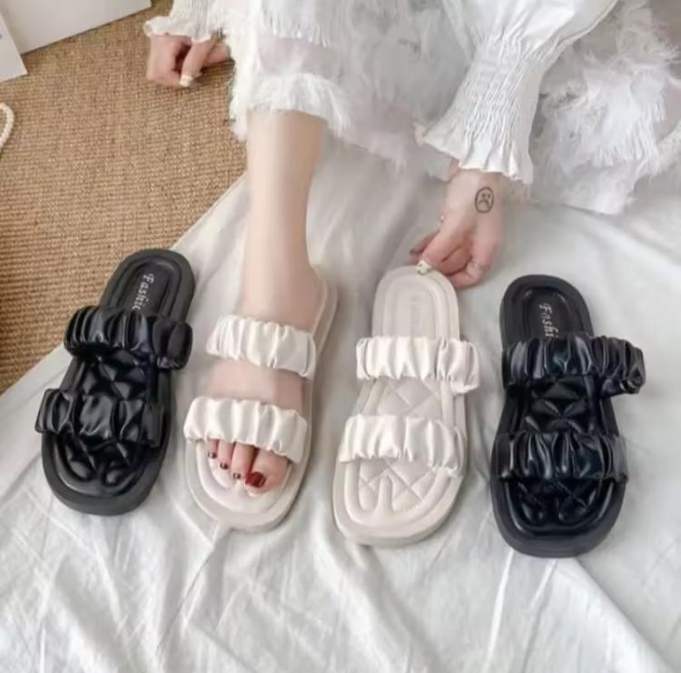 Sandal Wanita Dewasa Ban Dua kerut Terbaru Kekinian kokop Kerut Sandal kokop 0