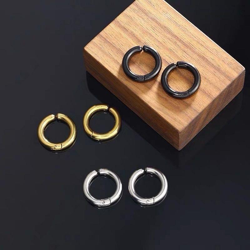 Anting jepit tanpa tindik model hoop style k-pop Silver Titanium 7