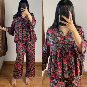 Setelan Gilda Super Adem Ibu Bumil Dan Busui Perempuan Katun Rayon Lengan Sepertiga Nyaman