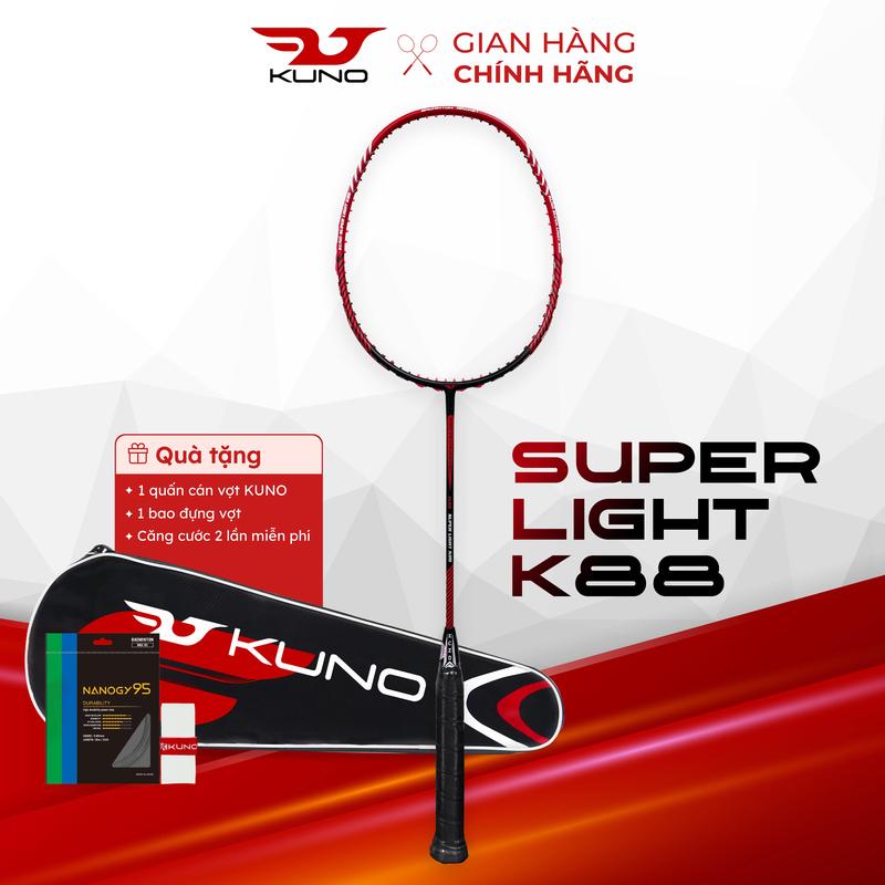  Vợt Cầu Lông KUNO Super Light K88SP 6U Full Cacbon Trọng Lượng 72G Thân Dẻo Công Thủ Toàn Diện Tặng 1 Quấn Cán 1 bao vợt căng sẵn 10.5kg Sport 
