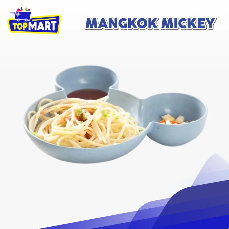 TOPMART - Mangkuk Piring Anak Motif Mickey PP Food Grade / Peralatan Makan Anak Bentuk Kartun Bahan Jerami 0