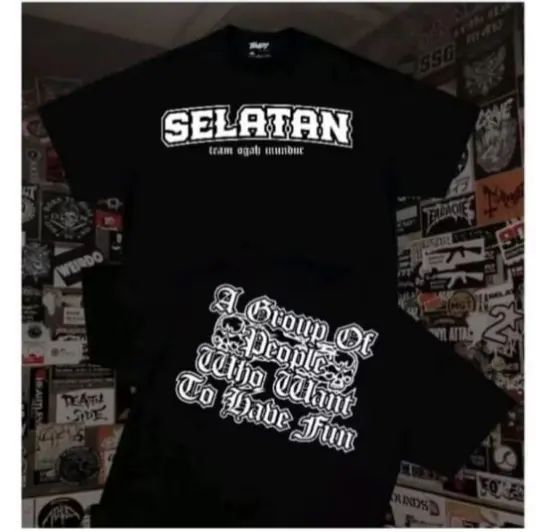 KAOS SELATAN Katun Pria Hitam Keren Baju Sablon Cowok Pendek Lembut Nyaman Tshirt 0