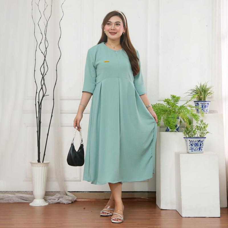 Dres Kirani Dress Cringkel airflow premium busui friendly Casual Wanita Casual Wanita Casual Wanita Baju Crinkle Remaja Midi 2