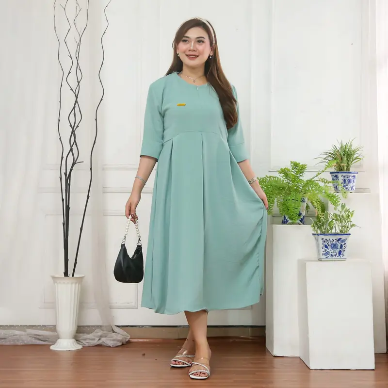 Dres Kirani Dress Cringkel airflow premium busui friendly Casual Wanita Casual Wanita Casual Wanita Baju Crinkle Remaja Midi 2