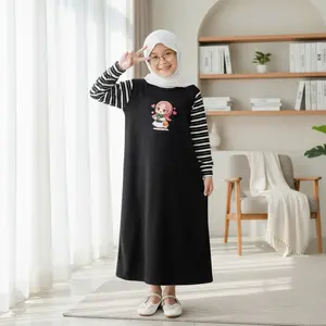 CARLINA Gamis Soleha Anak Perempuan Gambar Tengah Dress Lebaran Maxy