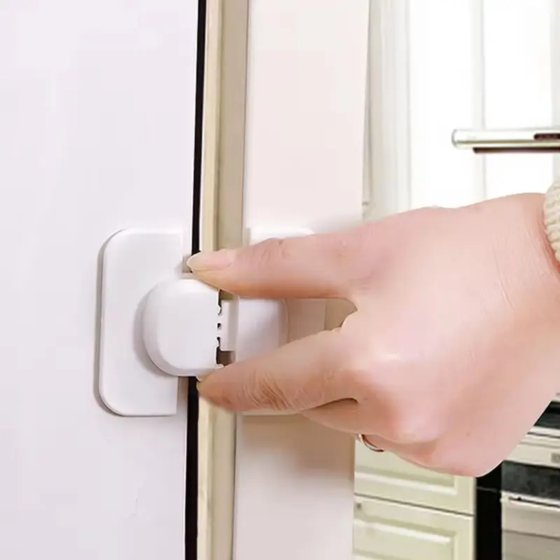 Kunci Kulkas Laci Lemari Pengunci Tambahan Pengaman Bayi Cabinet Safety Lock Door Tempel Serbaguna Putih 0