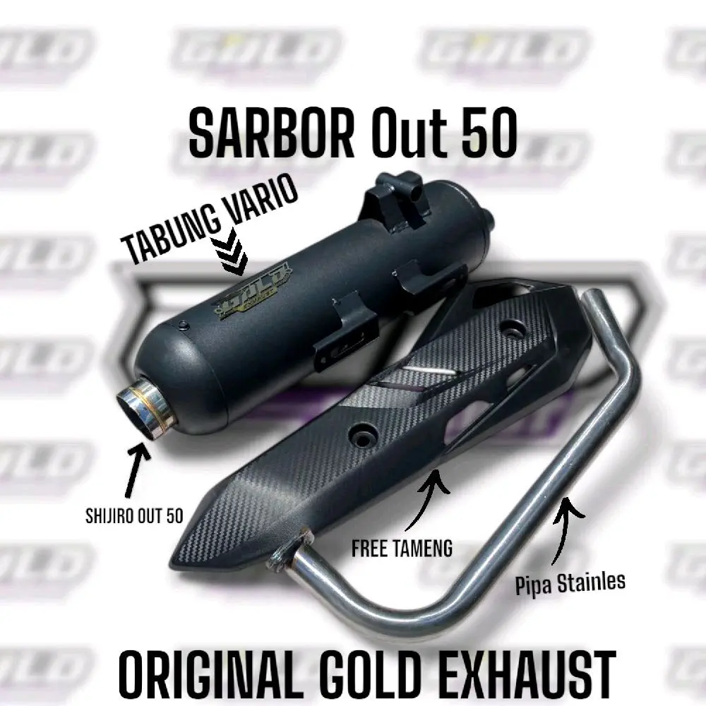 Knalpot GOLD EXHAUST OUT 50 MONCONG SHIJIRO Full Aksesoris Tameng Air Blade Gen 2 suara engker untuk Motor Vario, Beat, Nmax, Aerox, PCX-