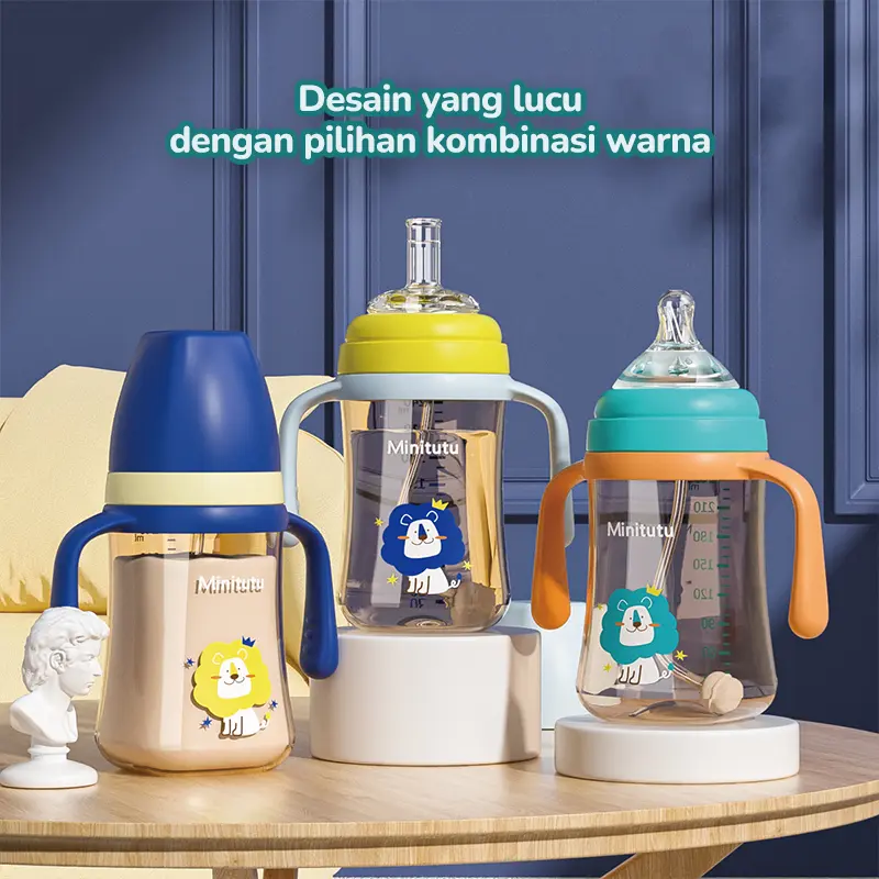 Minitutu PP 3in1 Botol Bayi Training Cup Anti Sedak Botol Susu Bayi 9 Bulan Keatas BPA Free BB44 6