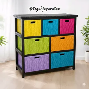 Lemari Laci 7 Rotan Sintetis Ukuran 80x35x90 Bisa Request Warna COD Harga Termasuk Ongkos Kirim Furniture