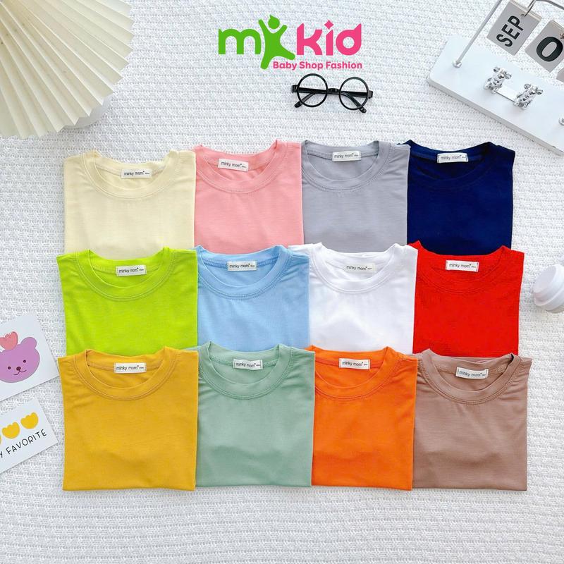  Áo Thun Trơn Basic MKKID cho Bé Trai Bé gái Cho Bé 6-31KG Chất thun lạnh mềm mát quần áo mặc nhà mặc ngủ 
