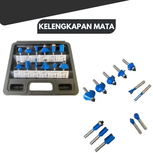 Mata Profil Kayu 1/4" Set 12pcs BELTER Mata Router Trimmer Bit 6