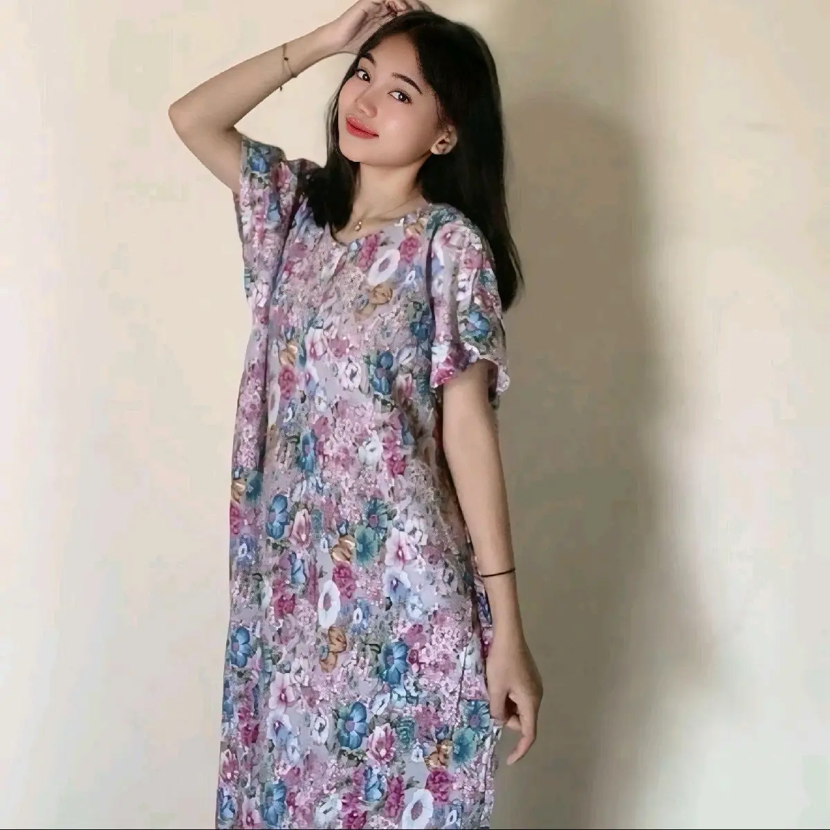 Daster Panjang Rayon Premium Rayon Viscose Depan Resleting Busui Semata Kaki Kekinian Cantik