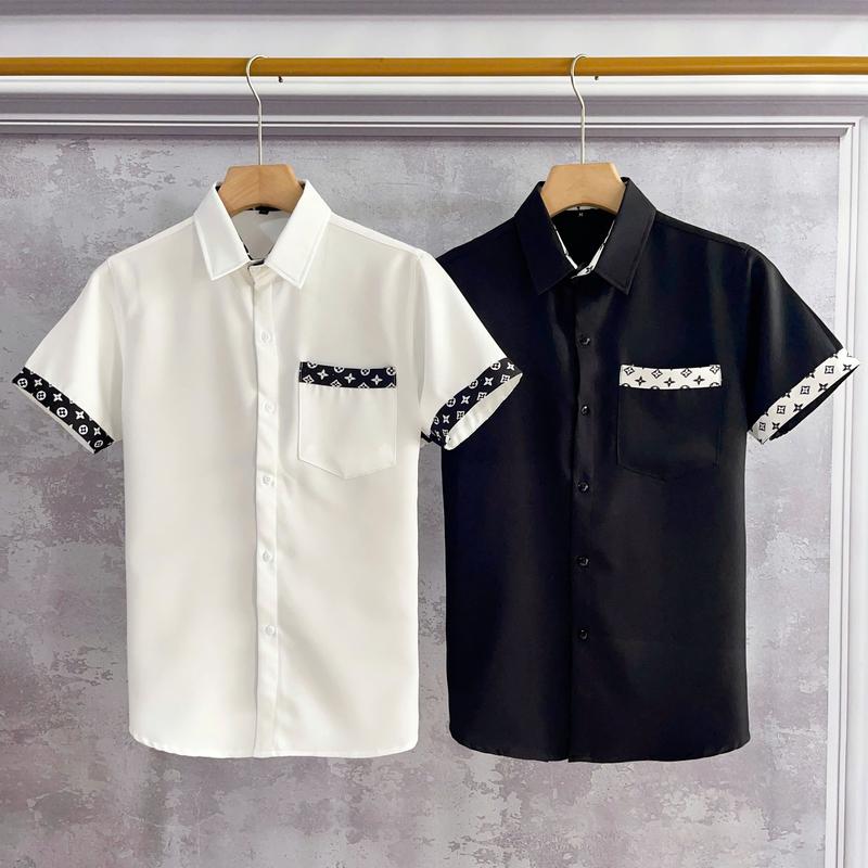  Áo sơ mi nam ngắn tay chất vải lụa cao cấp from chuẩn mẫu mới thời trang trẻ trung Menswear Có Cổ 