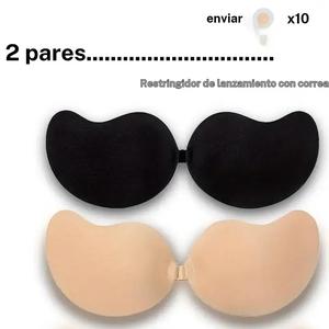 2 piezas de sujetador push-up sin espalda con adhesivo de silicona | Cierre frontal reusable, copas A–D — transpirable y suave para vestidos sin espalda con escote en V profundo
