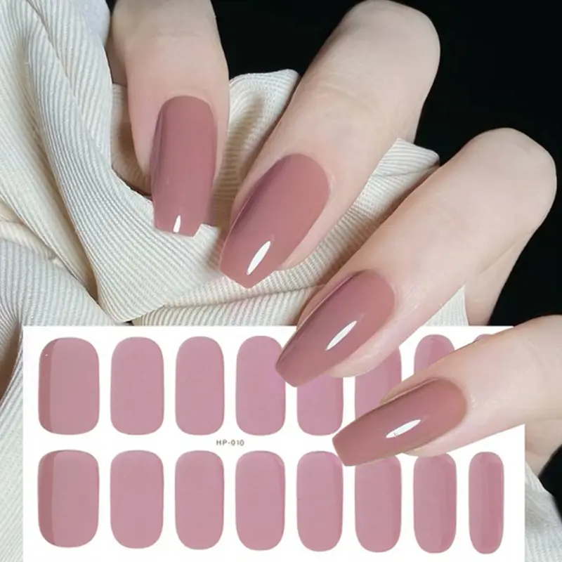 Solid Color Adhesive Nail Slider / Need UV Lamp / Waterproof Long Lasting Full Cover Gel Nail Stickers / Manicure Art DIY Decoration /