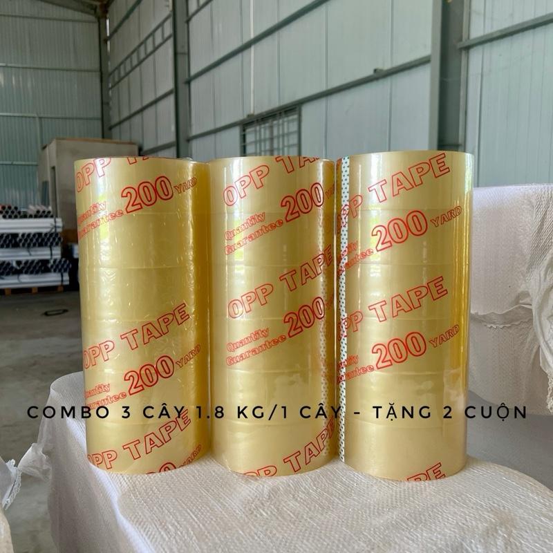  Combo 3 cây băng keo 1.8 kg cây - 18 cuộn  3 Màu Trong Vàng Đục Vàng chanh  tặng 2 cuộn ngẫu nhiên 
