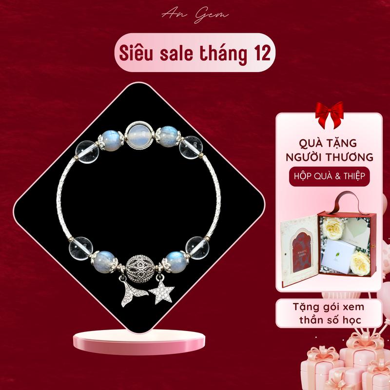 Vòng tay đá mix charm An Gem trắng mix xà cừ full charm phụ kiện đeo tay nữ quà tặng sinh nhật giáng sinh Noel Tết Valentine Bracelet TẶNG GÓI XEM THẦN SỐ HỌC