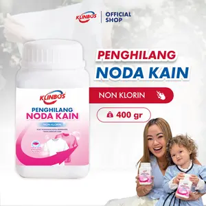 KLINBOS Penghilang Noda Kain Putih & Berwarna Non-Klorin 400gr - Cloth Stain Remover Menghilangkan Jamur, Noda Makanan, Noda Kuning Tanpa Melunturkan Warna Kain