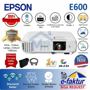 Proyektor EPSON EB-E600 EBE600 EB E600 XGA 3LCD 3400 Lumens TKDN Split Screen VGA HDMI Garansi Resmi
