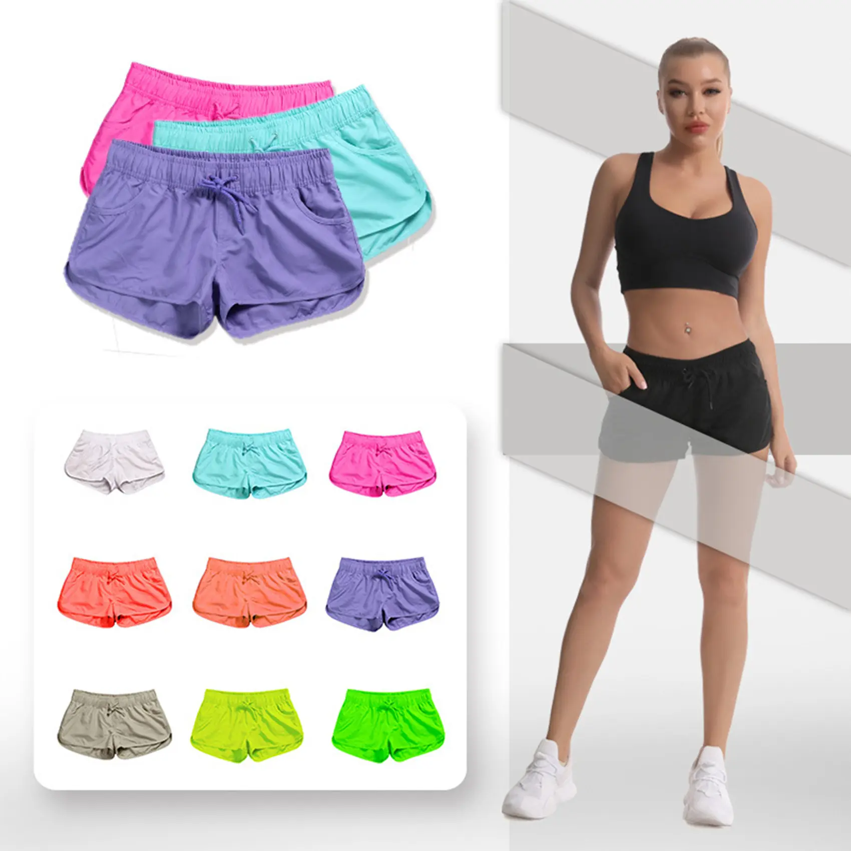 [Sharing] S-XL Summer Women's Running Shorts Training Sports Run Yoga Fitness Drawstring Short Pant Ladies Comfortable Breathable Sport Shorts