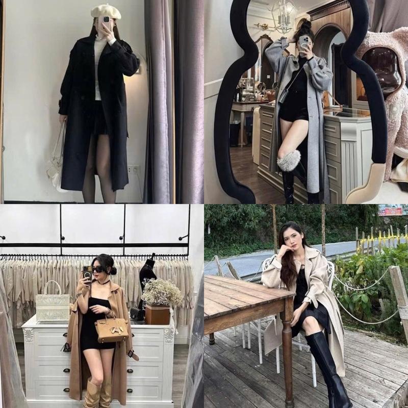   Hàng Sẵn Dưới 65kg - Tặng Đai   Áo Dạ Măng Tô Dáng Dài Dạ Ép Đai Eo Sang Chảnh 5 Màu Mặc Mùa Đông Cho Nữ by Hp 