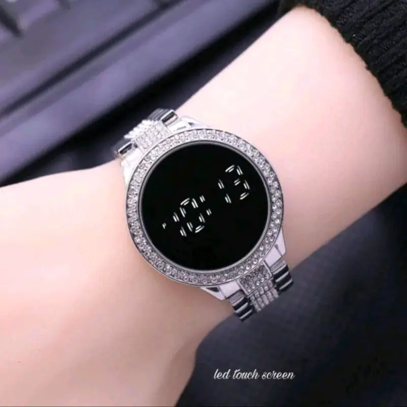 Jam Tangan Wanita LED Touchscreen Digital Permata Mewah - Rantai Stainless Berkualitas - Watches Elegan Aksesoris 2