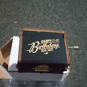 ￼Kotak Musik Ulang Tahun Kayu Wooden Music Box Vintage Diputar Manual Kotak Musik Happy Birthday Kotak Musik Mini