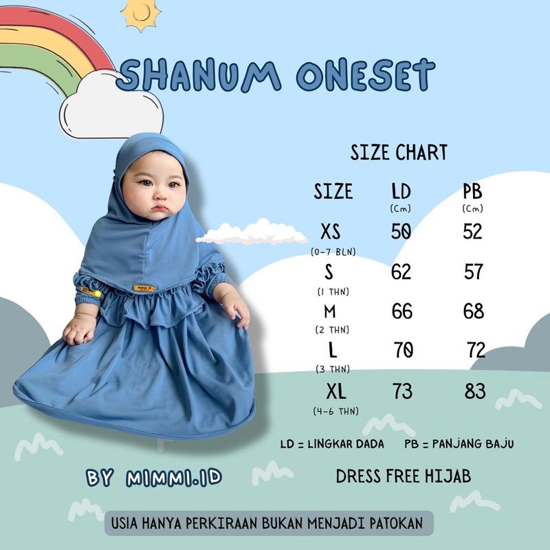 Product Introduction of MIMMI.ID—Shanum Set Jilbab Dress Gamis Jersey Anak Perempuan Baju Muslim Panjang Syari Cewek Wanita Setelan  Polos Newborn 0