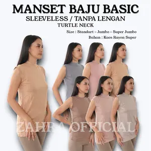 Manset BAJU Basic TurtleNeck SLEVEELESS / TANPA LENGAN Atasan/Dalaman Wanita Bahan Rayon Premium Size Standart s/d Super Jumbo