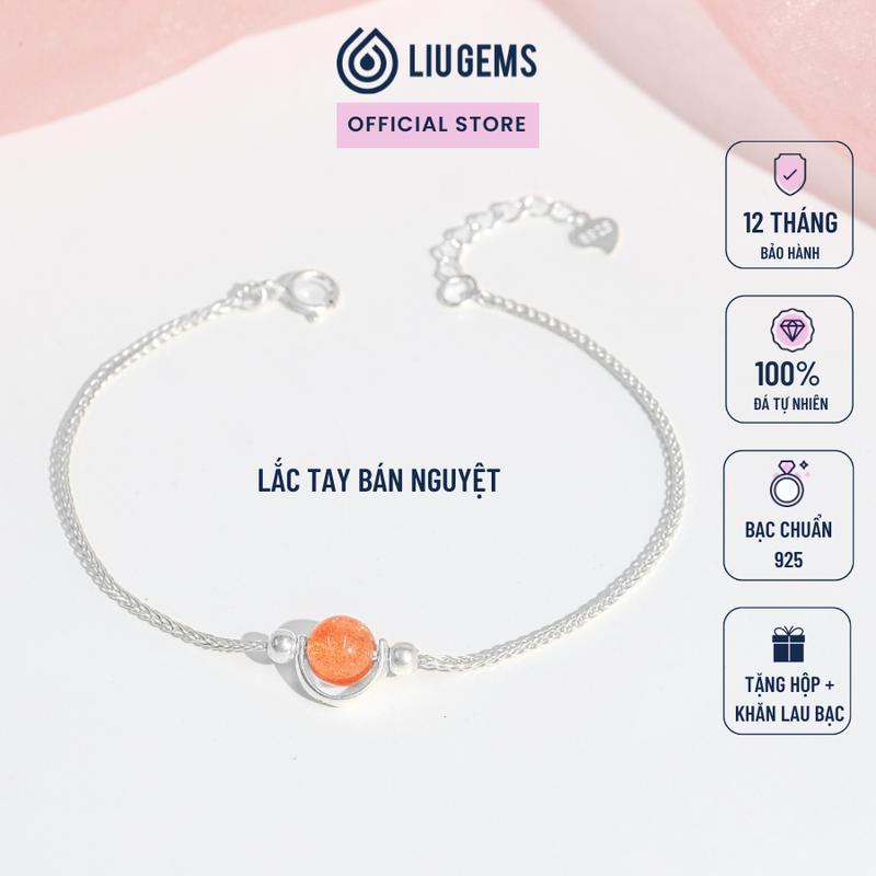 Vòng Tay Bán Nguyệt Bạc 925 Nữ Liugems Kết Hợp Hạt Đá Phong Thuỷ Tinh Tế Thời Trang VB17 Mua một tặng một hộp đựng trang sức + một khăn lau bạc miễn phí