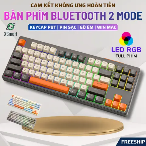 Bàn Phím Không Dây Bluetooth PIN Sạc M87 LED giả cơ Dùng Cho Máy Tính Laptop Điện Thoại