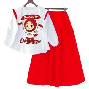 Setelan Rok anak Merah Putih Motif kemerdekaan 17 agustus Indonesia merdeka setalan anak viral kekiniaan