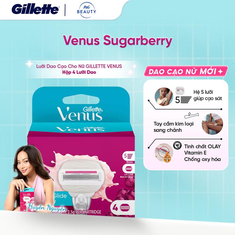   VIDEO  Lưỡi Dao cạo Nữ GILLETTE Venus Comfortglide Sugarberry Hộp 4 Lưỡi 