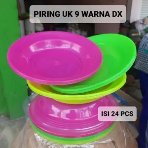 Paket hemat 24 pcs piring makan 9 inchi warna DX murah / Piring Plastik murah berkualitas anti pecah