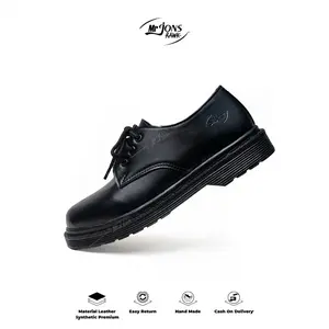 Mr.Jonsrawk Original Sepatu Formal Low Boots 3 Hole Jahitan Soll Hitam