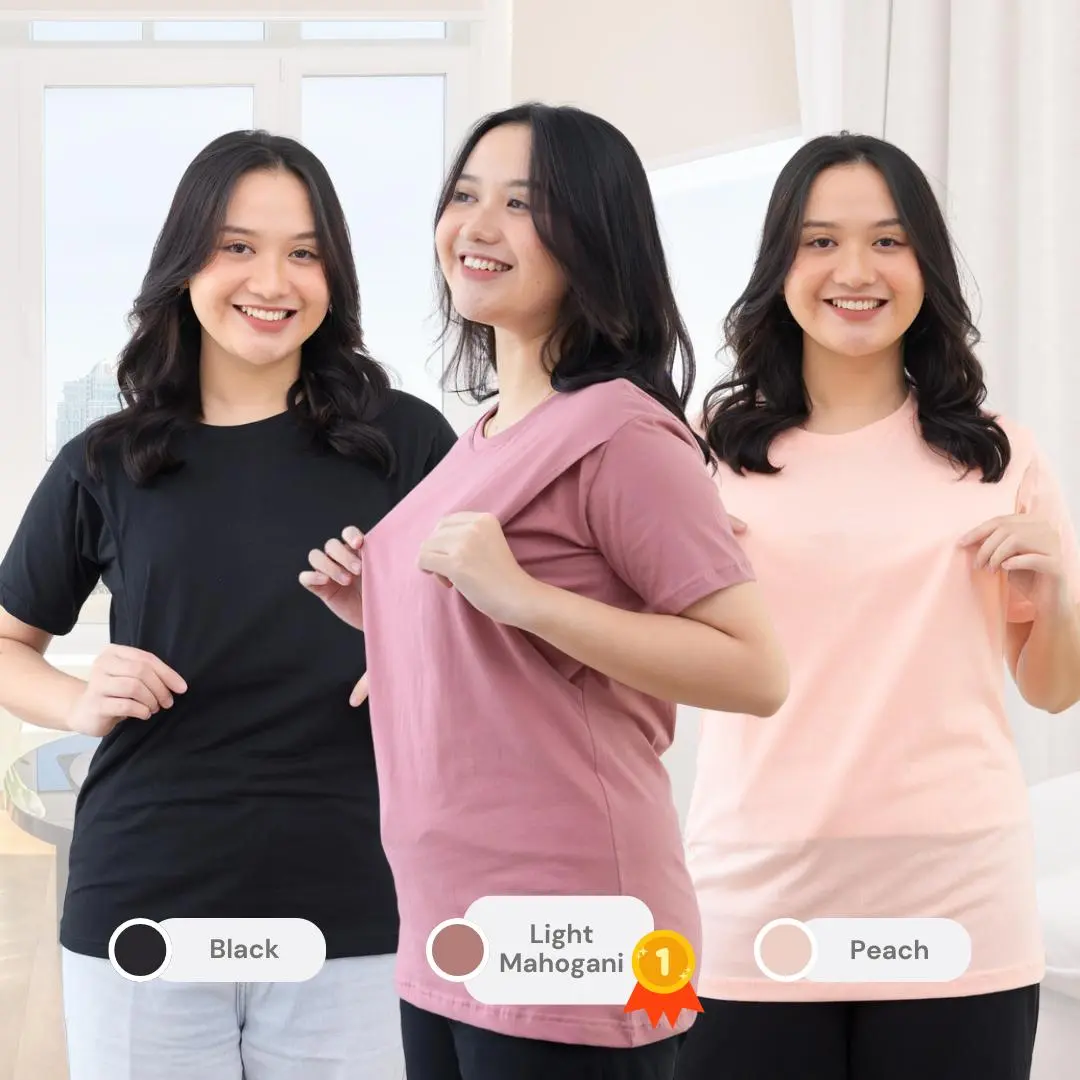 Kaos menyusui / Baju menyusui SIMPANSE Lengan PENDEK Katun  Combed 30s Cotton