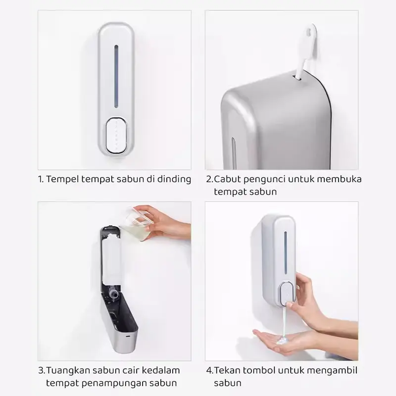 Gudang DTG Tempat Sabun Cair Dispenser Sabun Shampo 350ml Tempat Sabun Cair Aesthetic Liquid Soap Dispenser Single Tempel TS530 3