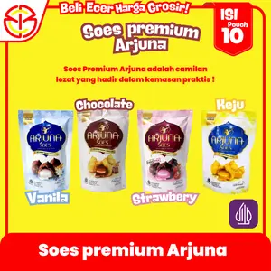 Soes Premium Arjuna Biskuit Snack 30gr - Pilihan Coklat, Keju, Strawberry, dan Vanilla - 10 Pouch Makanan Vanila Food Cemilan Cookies Chocolate