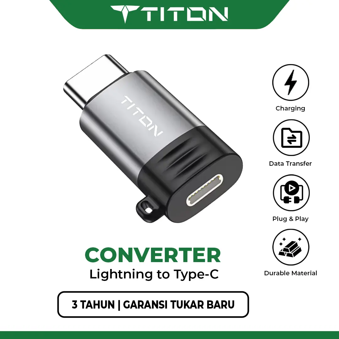 Titon Converter iPhone Lightning to Type C USB 2.0 Fast Charging Data Transfer Adapter OTG Connector