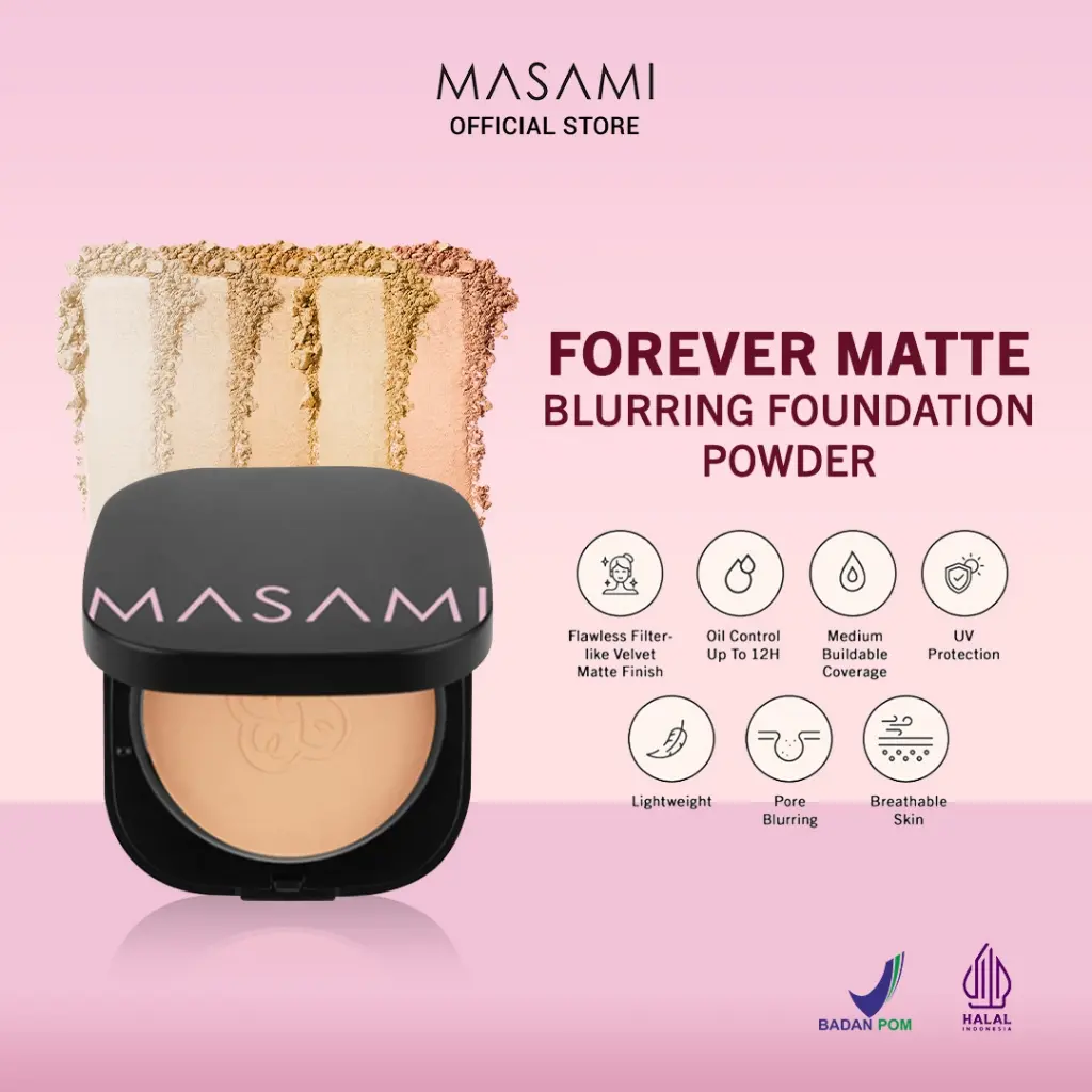 Masami Forever Matte Blurring Foundation Powder / Bedak Padat / Compact Powder Wajah