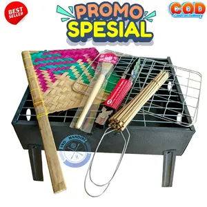 Paket Spesial Barbeque, Paket Komplit Bakaran Murah, Alat Panggangan Portable Lipat Serbaguna Besi Pemanggang Kitchenware Gagang sate grill