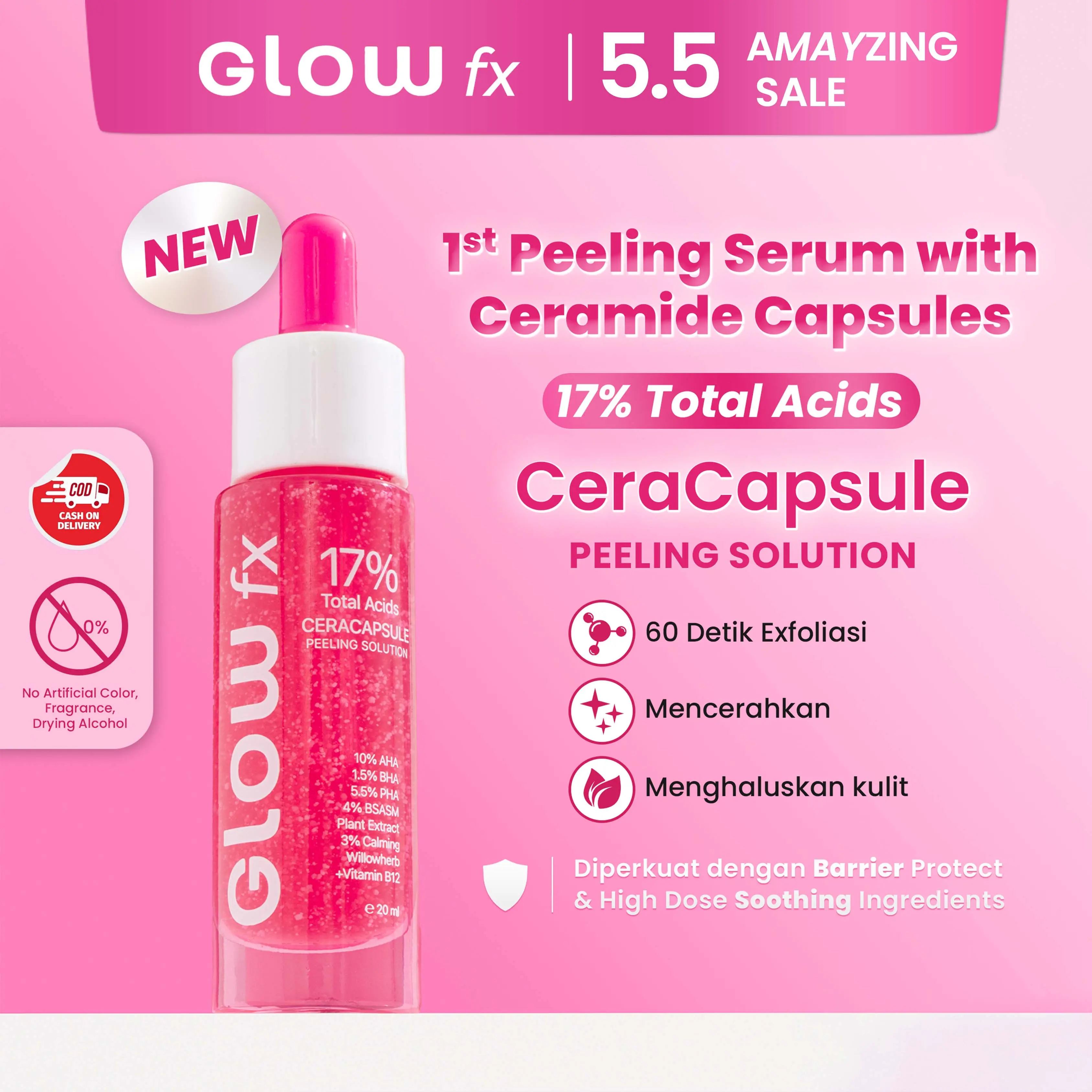 [LIVE] GLOW FX - 17% Total Acids CeraCapsule Peeling Solution - Serum Exfoliasi Wajah Mengandung Glycolic Acid Untuk Mencerahkan dan Menghaluskan Wajah