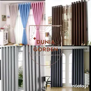 Gorden 6 gelombang Jendela Dan pintu Aesthetik Gorden Penyekat Ruang Tamu Minimalis Polos Bahan Blackout Tebal Serat Embos Gorden Mewah