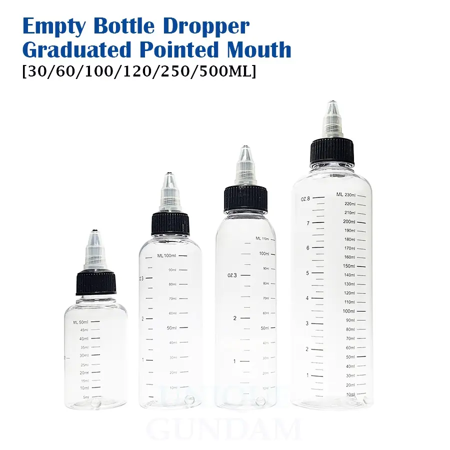 Empty Bottle Dropper with Sharp Measuring Scale - PET Material [Pointed Mouth]