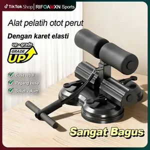 Alat bantu latihan sit-up RIFOAMXN, daya hisap kuat, 3 tingkat intensitas, latihan perut dan inti tubuh, motor super kuat, sit-up dengan pengunci kaki dan tali penarik, mesin sit-up, sit-up, hisap