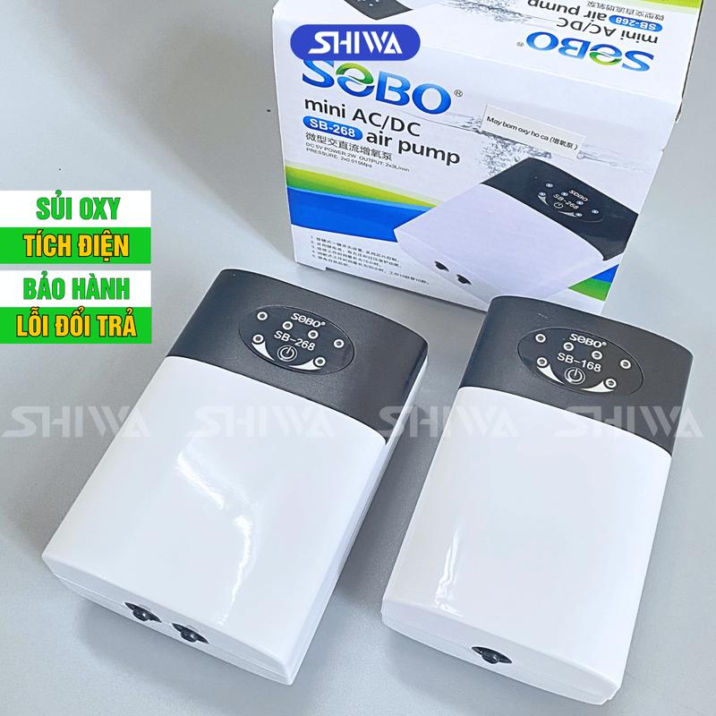 Máy Sủi Oxy Tích Điện Siêu Êm SoBo 2 Vòi SB268 và 1 vòi SB168 - Sủi Oxy Bể Cá Cảnh Tặng Kèm Vòi Đá Sủi Shiwa