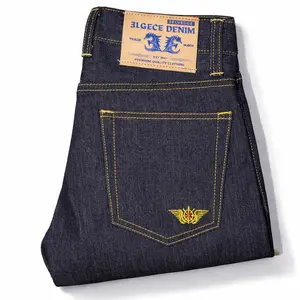 Celana Denim Dana Pelajar Elgece Zaragoza - Kaku 15oz - Sanforized Feeding Parah - Selvedge Pria Blue Indigo Jeans Panjang Biru Ripped